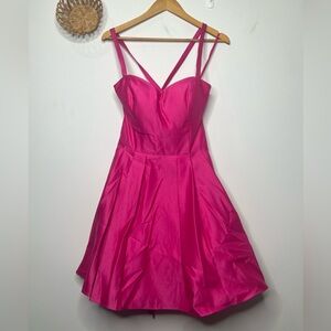 Blondie Nites Hot Pink Fit-and-Flare Dress Junior Size 13